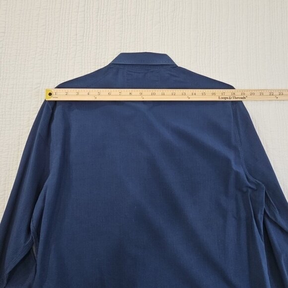 Calvin Klein Jeans Shirt Men's L Navy Blue Plaid Button Down Pockets EUC Luxe - Picture 11 of 15